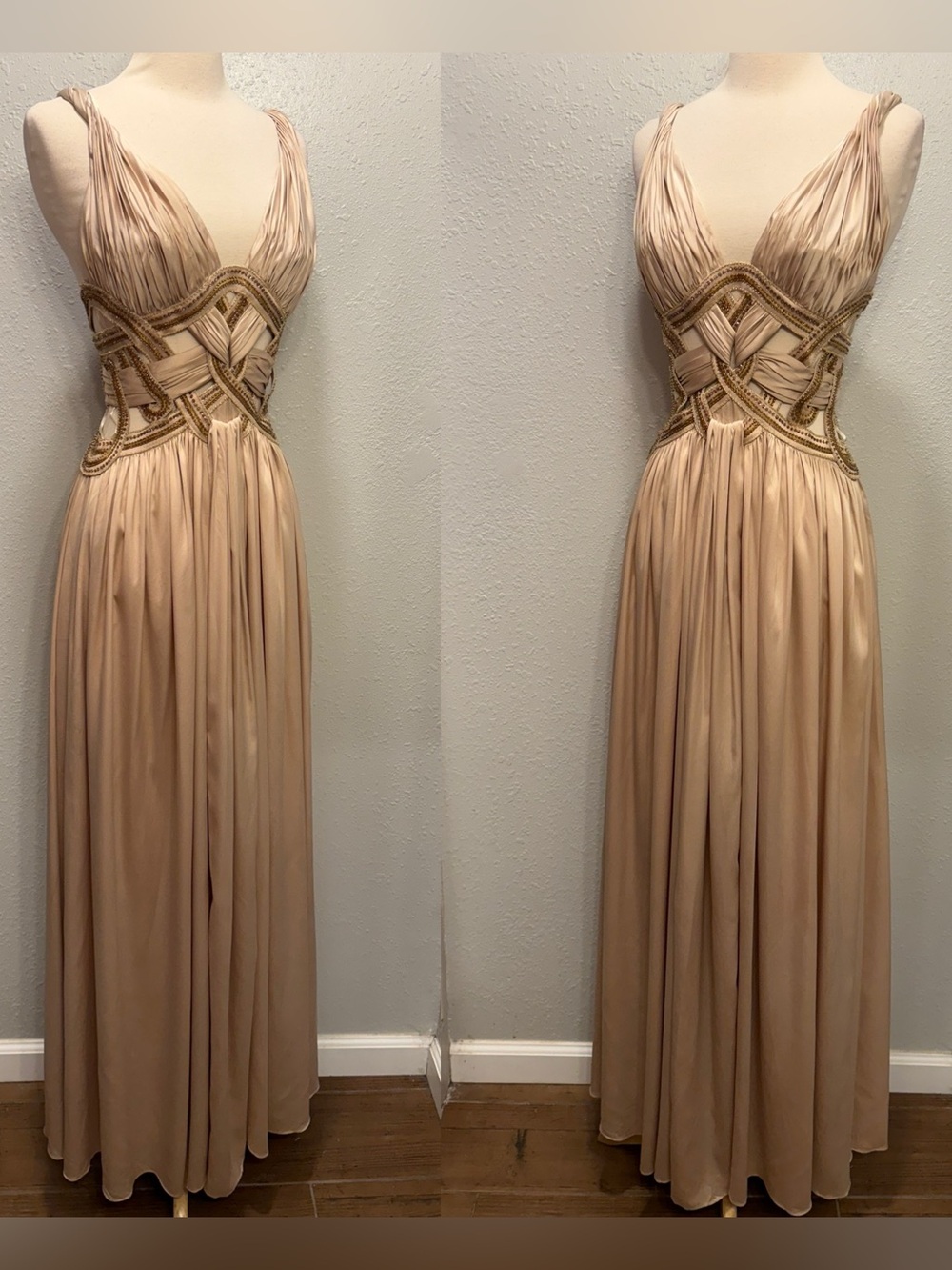 Mandalay Champagne Goddess Dress Vintage